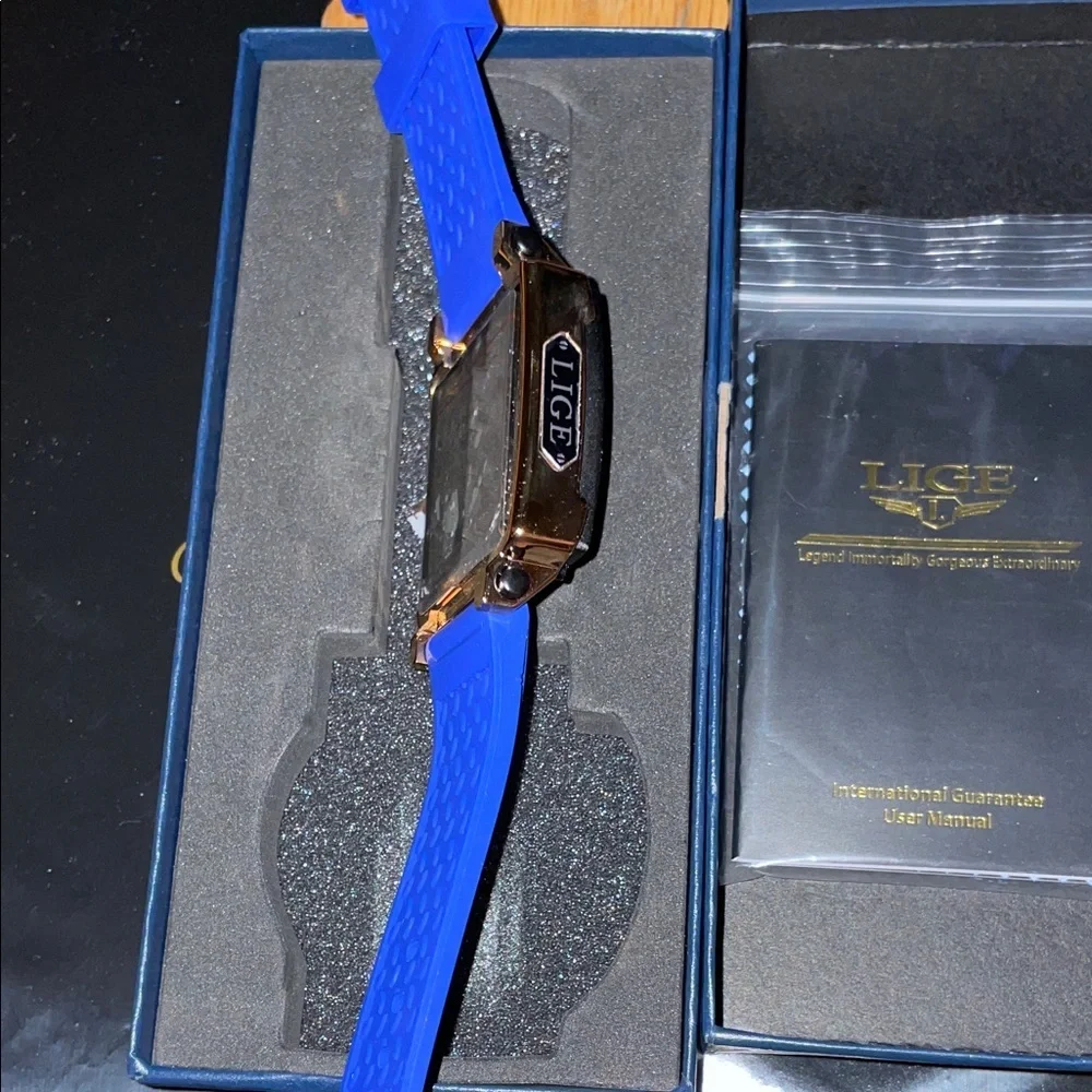Blue and Black Men's Watch